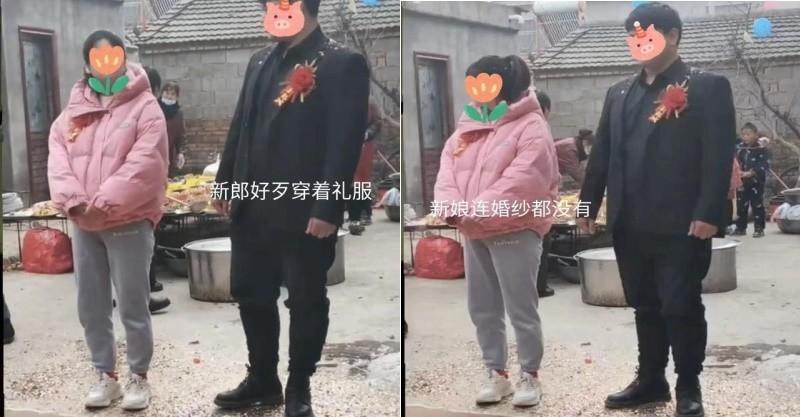 最寒酸婚禮，婆家不願租婚紗新娘穿羽絨服結婚，懷孕了省點錢娘家氣得不出席：自己選的路跪著走