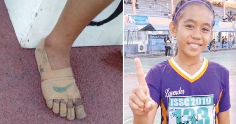 11歲女因家境清寒買不了球鞋，而自製膠布鞋子參加校園田徑賽奪3金牌，網友：貧窮限制不了想贏的心
